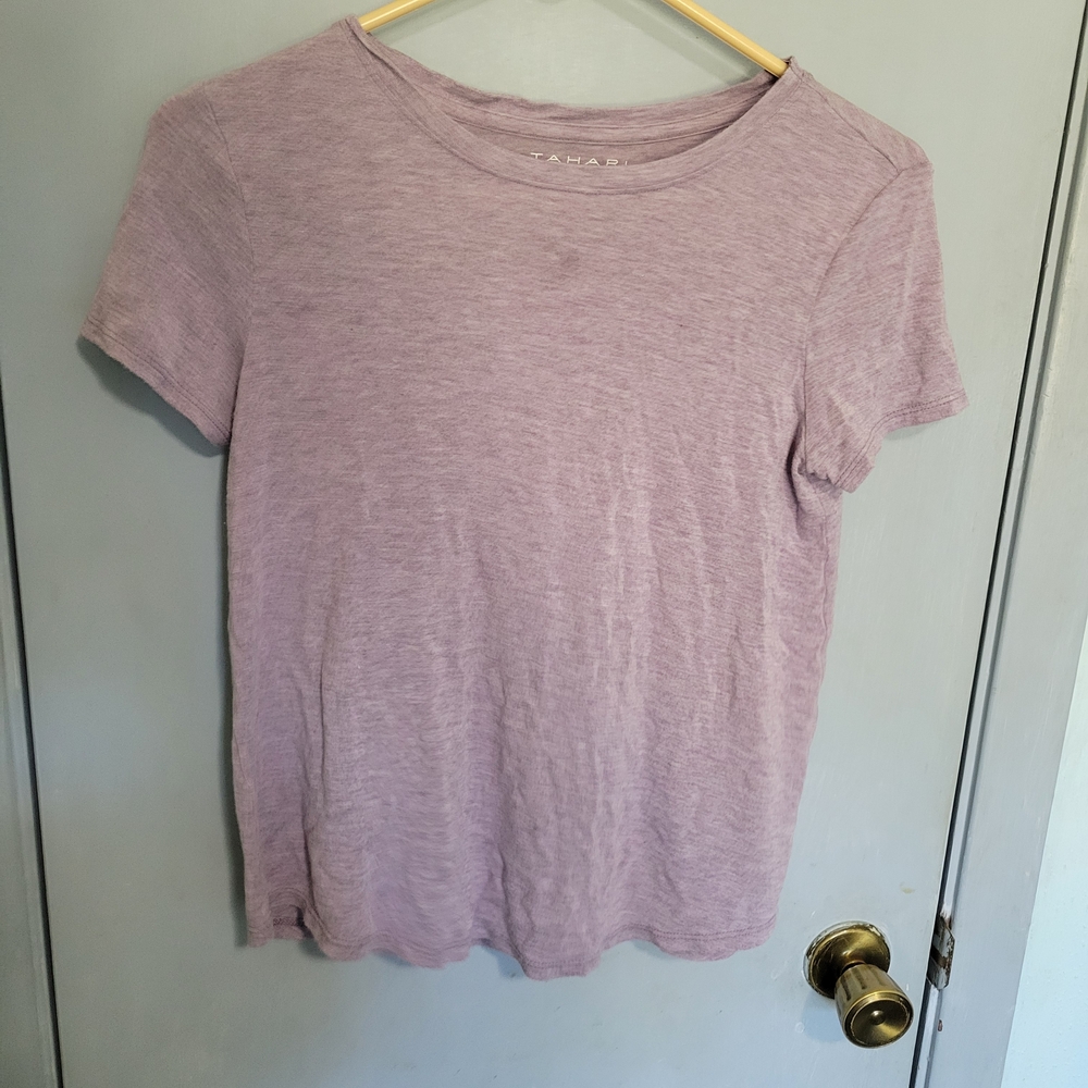 Tahari Lavender Short Sleeve Tee Sz Xs